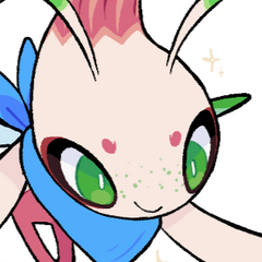 A shiny Celebi holding a rainbow flag.