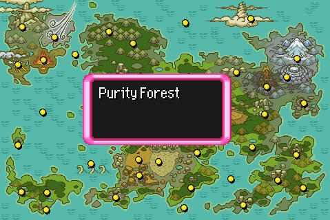 A pokemon mystery dungeon map, text says Purity Forest.